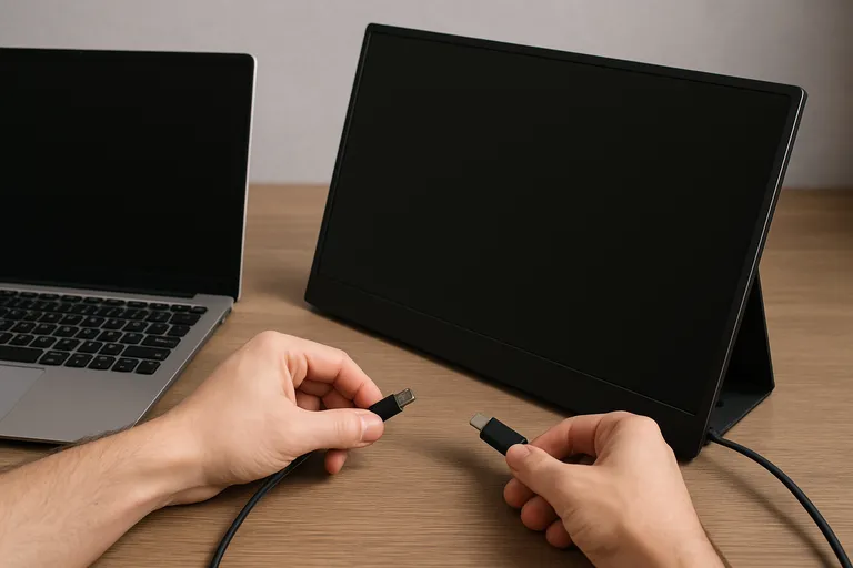 Hoe sluit je een portable monitor aan?